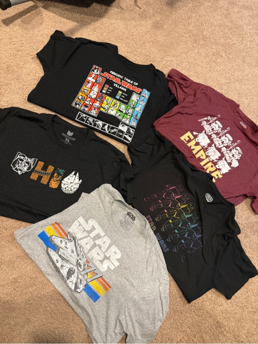 Set of 5 XL Star Wars tshirts